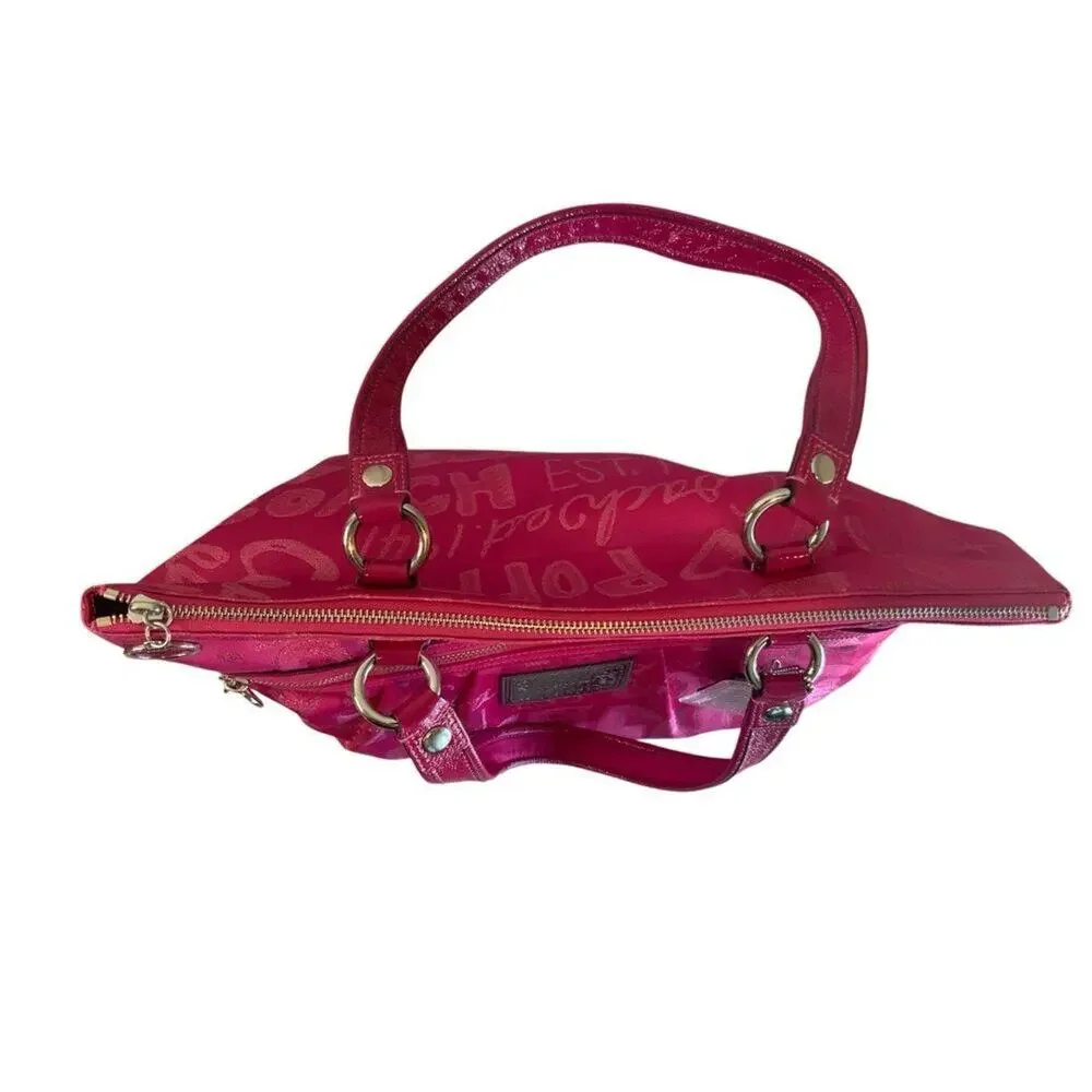 Coach Pink Signature Poppy Admirer Tote